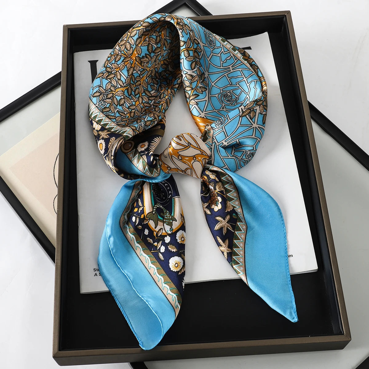 60Colors Luxury Scarf Women 70*70Cm Silk Feel Square Hair Wrapping Foulard Satin Shawl Big Size Head Bandana Hijab Handkerchief Quick Pick Grocers